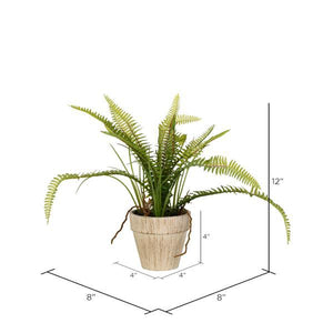 12" Artificial Potted Green Fern Bush 2