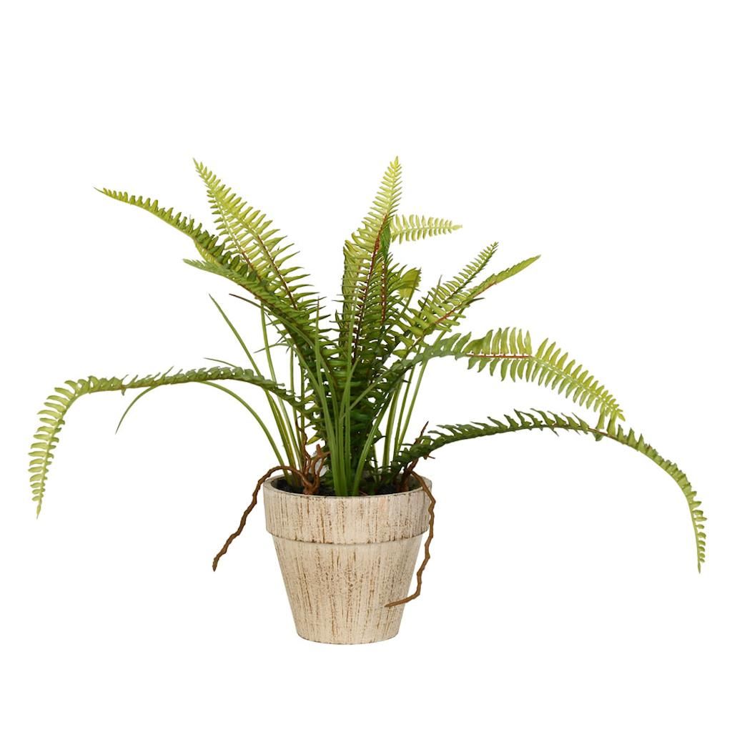 12" Artificial Potted Green Fern Bush 1