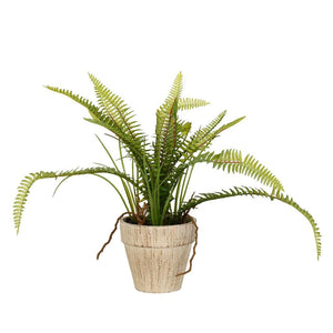 12" Artificial Potted Green Fern Bush 1