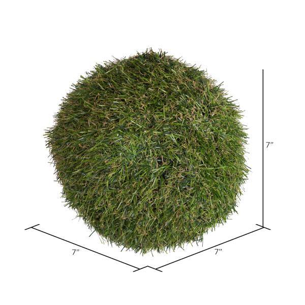 7.25" Artificial Green Grass Ball (2 pack) 3