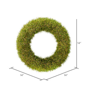 14" Artificial Green Grass Wreath 2