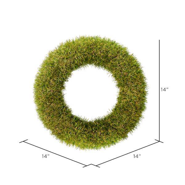 14" Artificial Green Grass Wreath 2