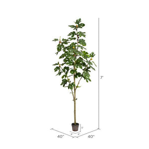 7' Artificial Fig Tree in Planter Pot 3