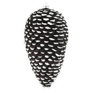 7" Black / White Matte Glitter Pine Cone Ornament (4 pack) 1