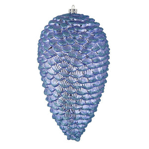 7" Periwinkle Matte Glitter Pine Cone Ornament (4 pack) 1
