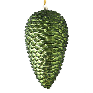 7" Moss Green Matte Glitter Pine Cone Ornament (4 pack) 1