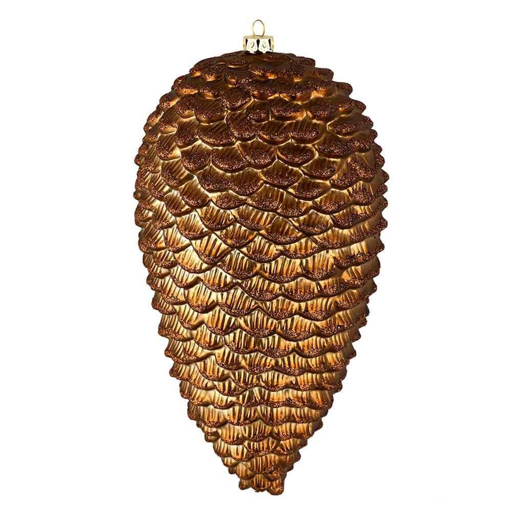 7" Mocha Matte Glitter Pine Cone Ornament (4 pack) 1