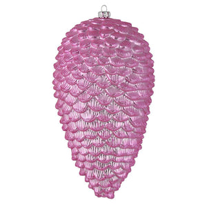 7" Pink Matte Glitter Pine Cone Ornament (4 pack) 1