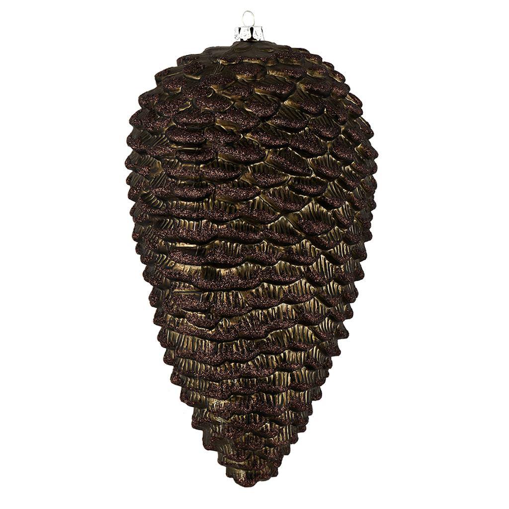 7" Gunmetal Matte Glitter Pine Cone Ornament (4 pack) 1