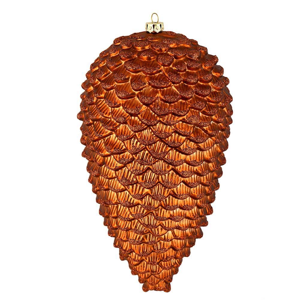 7" Copper Matte Glitter Pine Cone Ornament (4 pack) 1