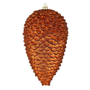 7" Copper Matte Glitter Pine Cone Ornament (4 pack) 1