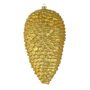 10" Gold Matte Glitter Pine Cone Ornament (2 pack) 1