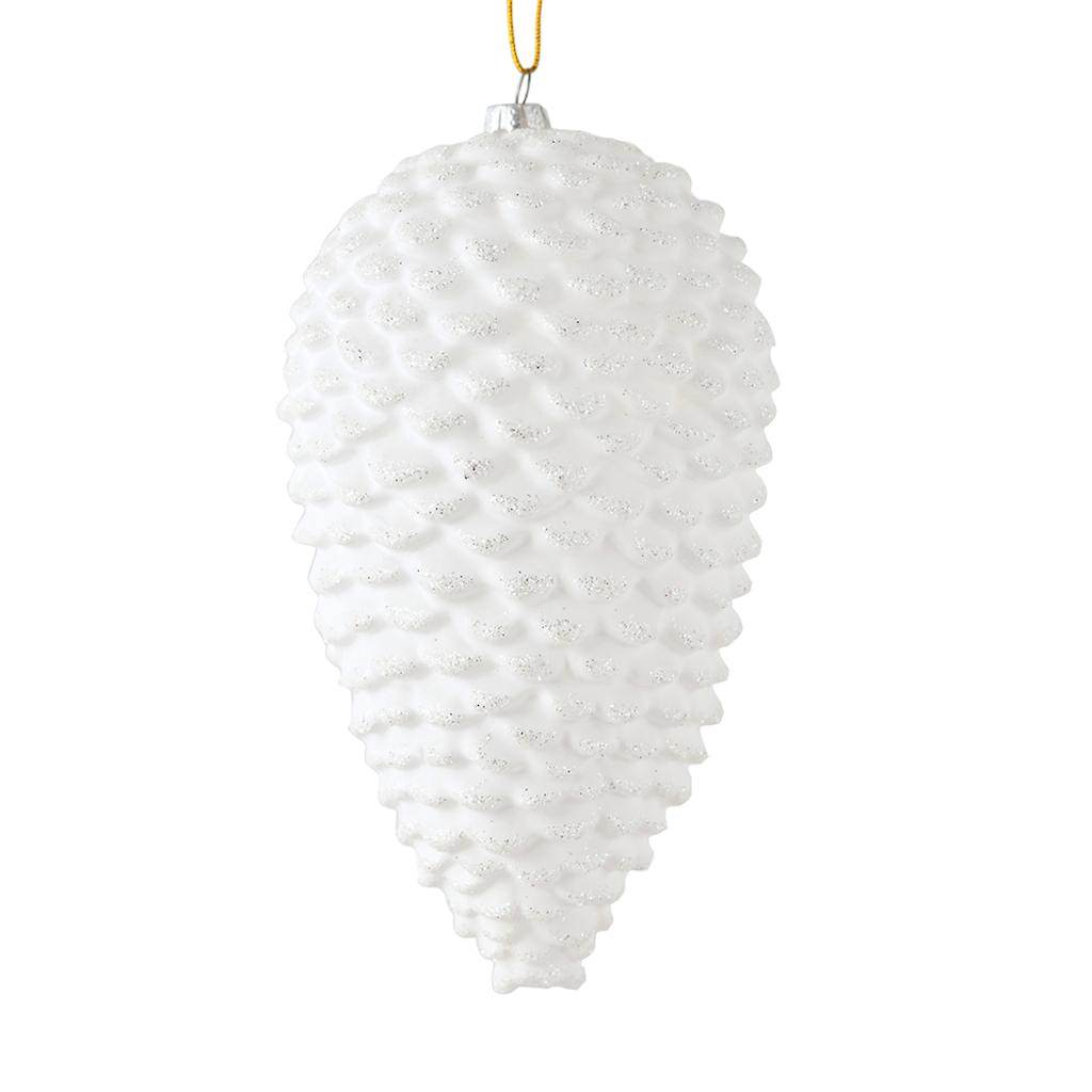 10" White Matte Glitter Pine Cone Ornament (2 pack) 1