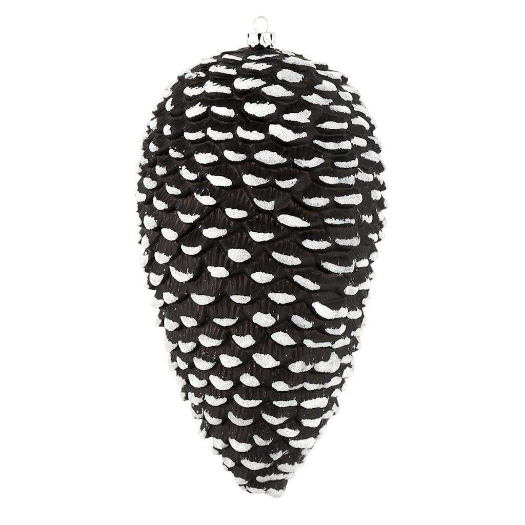10" Black / White Matte Glitter Pine Cone Ornament (2 pack) 1