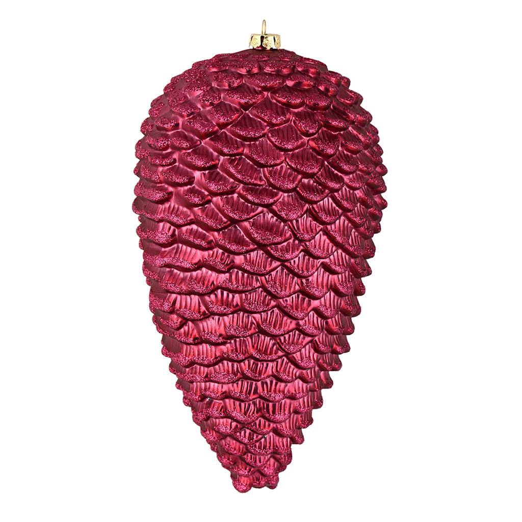 10" Berry Red Matte Glitter Pine Cone Ornament (2 pack) 1