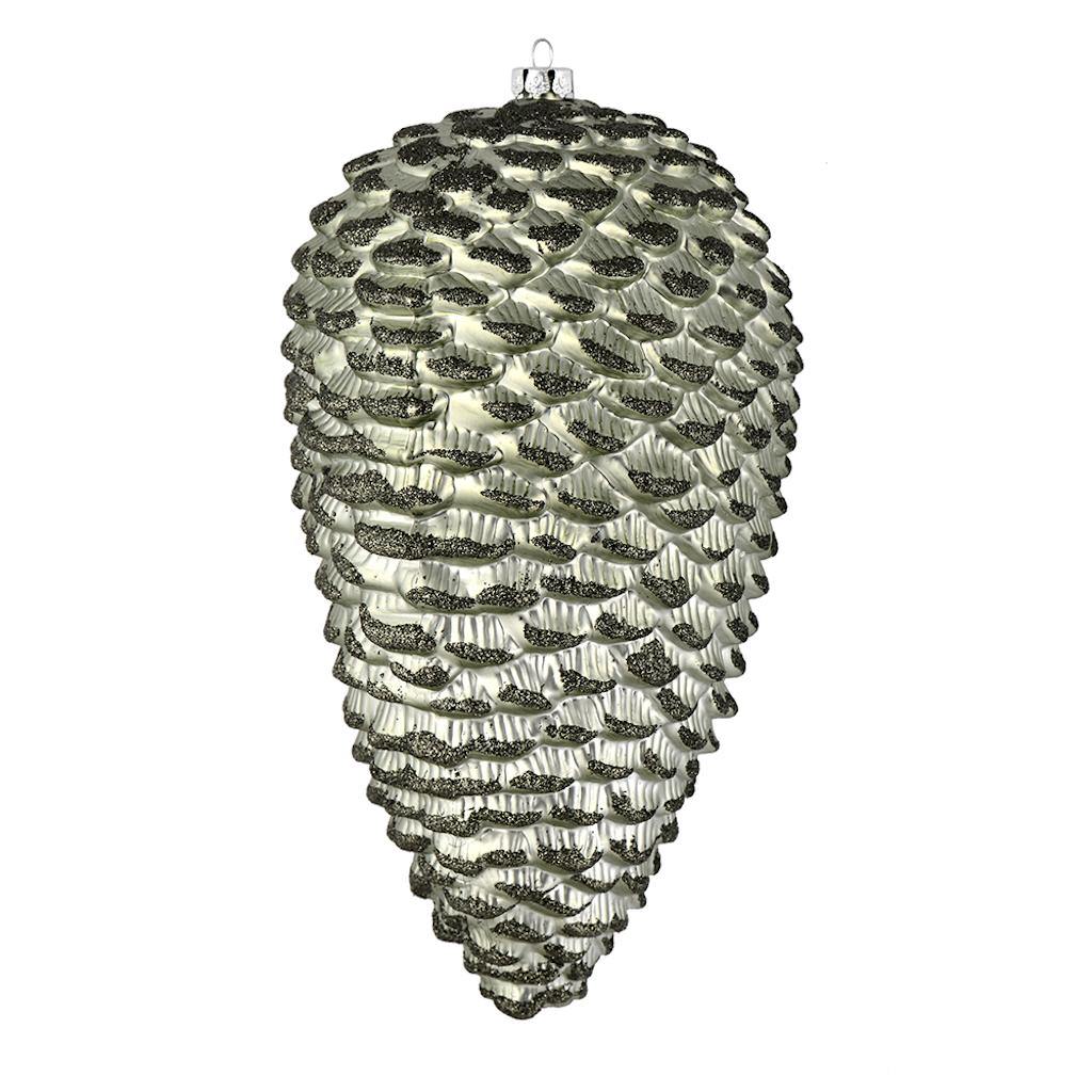 10" Wrought Iron Matte Glitter Pine Cone Ornament (2 pack) 1