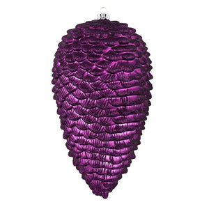 10" Plum Matte Glitter Pine Cone Ornament (2 pack) 1