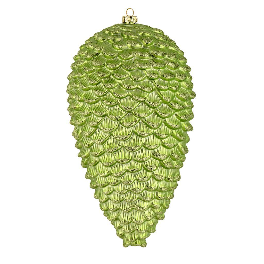 10" Celadon Matte Glitter Pine Cone Ornament (2 pack) 1