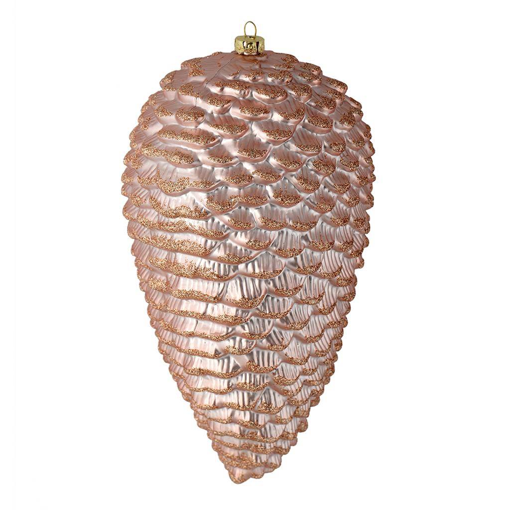 10" Rose Gold Matte Glitter Pine Cone Ornament (2 pack) 1