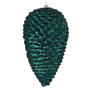 10" Sea Blue Matte Glitter Pine Cone Ornament (2 pack) 1