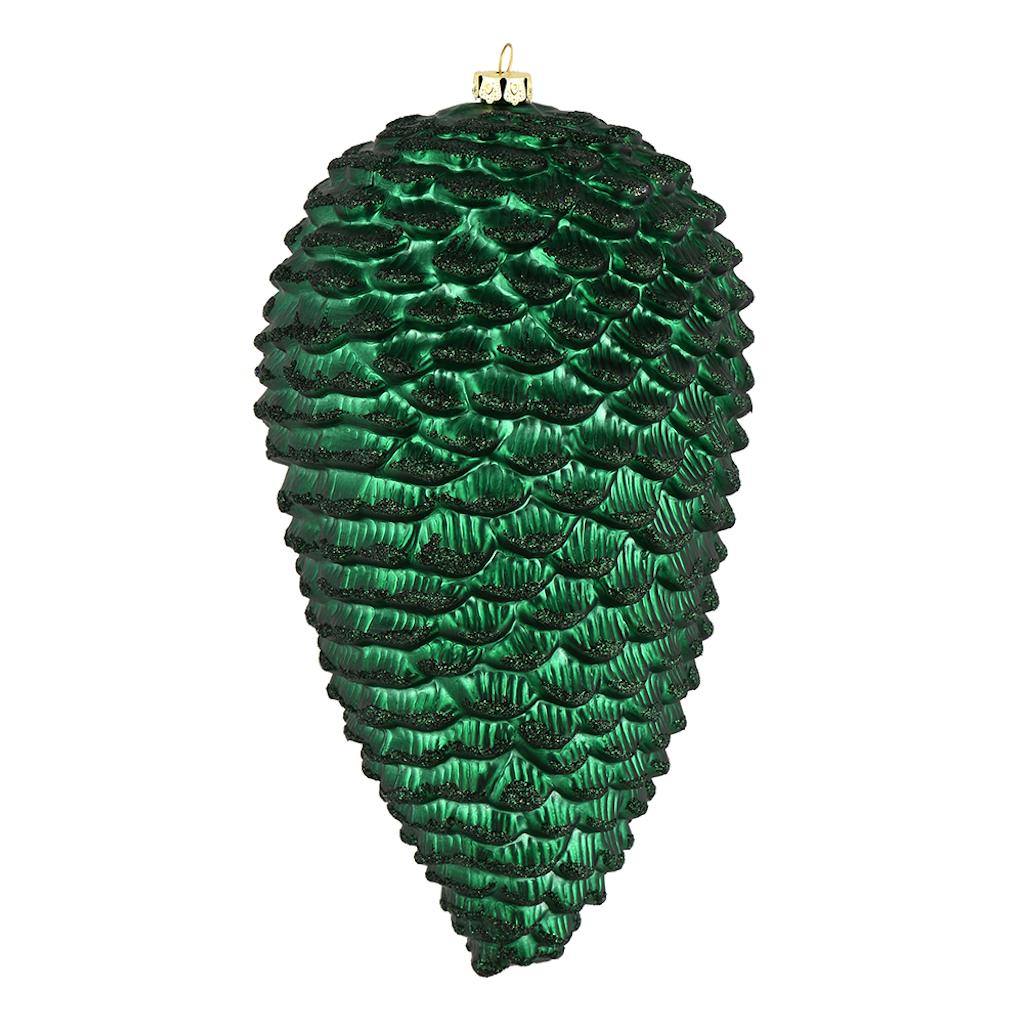 10" Midnight Green Matte Glitter Pine Cone Ornament (2 pack) 1
