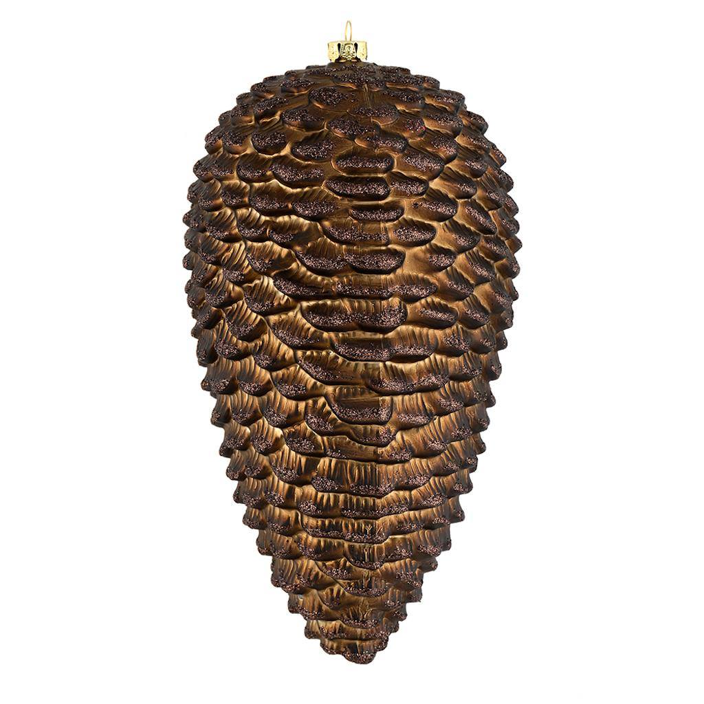 10" Chocolate Matte Glitter Pine Cone Ornament (2 pack) 1