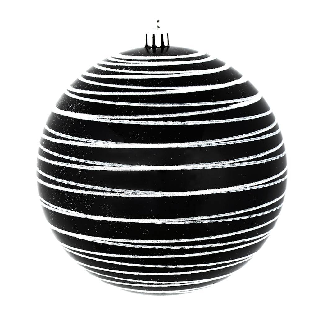 4" Black Candy Glitter Ball Ornament (4 pack) 1