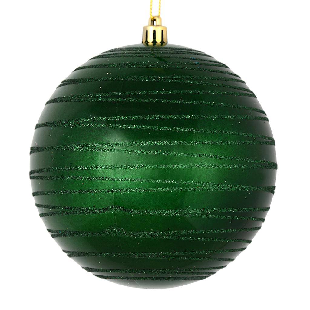 4" Emerald Candy Glitter Ball Ornament (4 pack) 1