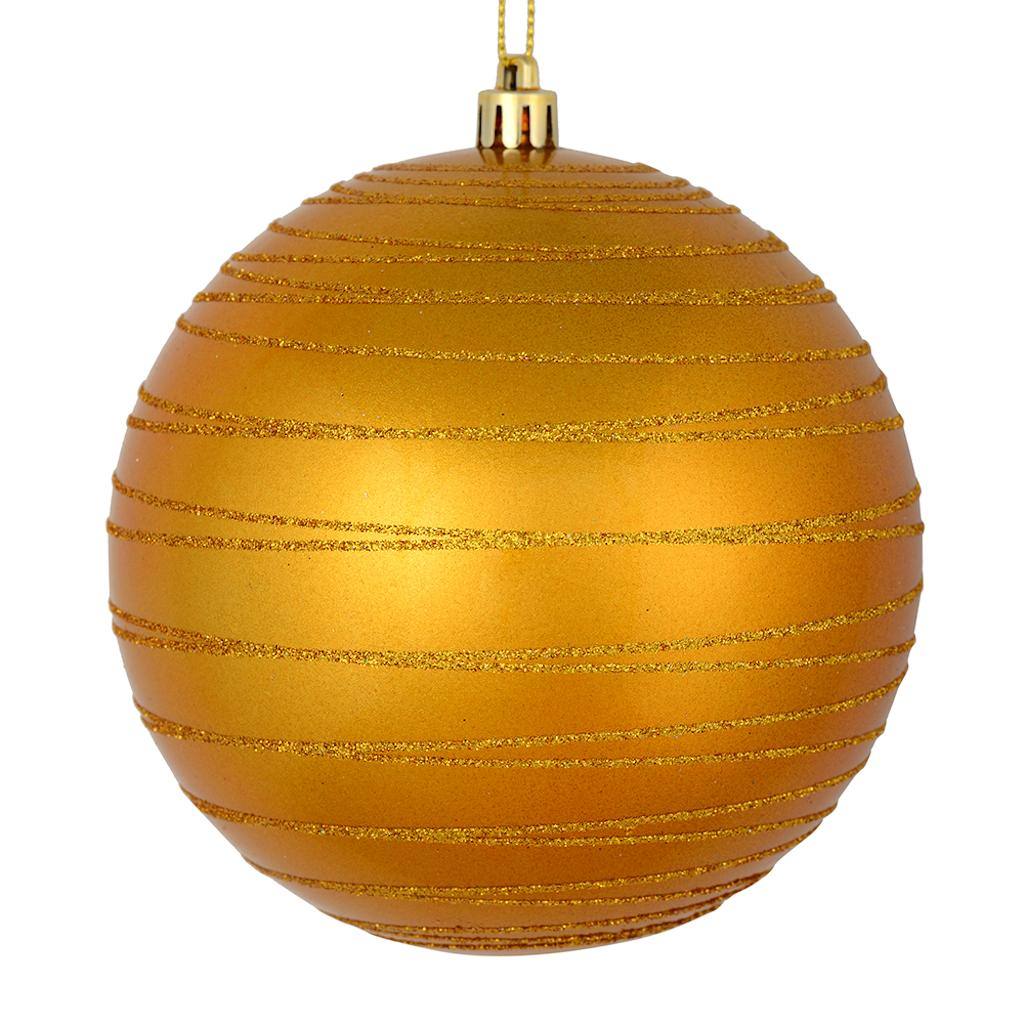 4" Antique Gold Candy Glitter Ball Ornament (4 pack) 1