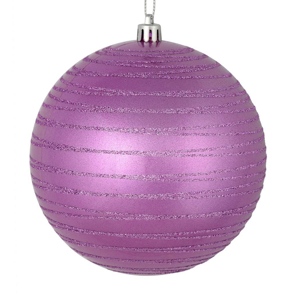 4" Orchid Candy Glitter Ball Ornament (4 pack) 1
