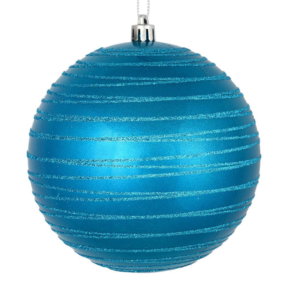 4.75" Turquoise Candy Glitter Ball Ornament (4 pack) 1
