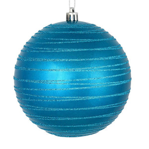 4.75" Turquoise Candy Glitter Ball Ornament (4 pack) 1