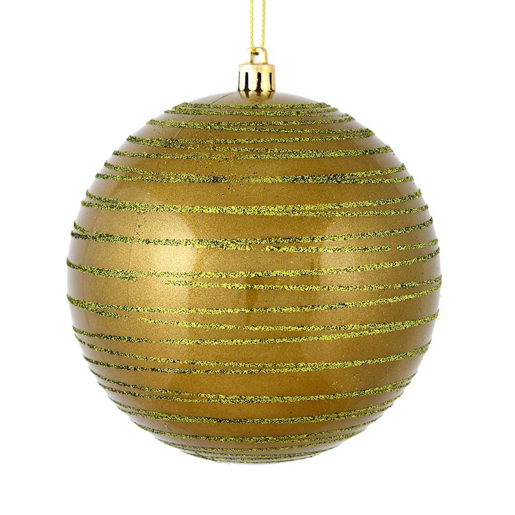 4.75" Olive Candy Glitter Ball Ornament (4 pack) 1