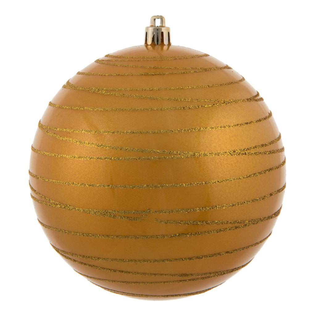 4.75" Honey Gold Candy Glitter Ball Ornament (4 pack) 1