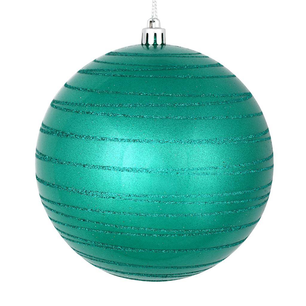4.75" Teal Candy Glitter Ball Ornament (4 pack) 1
