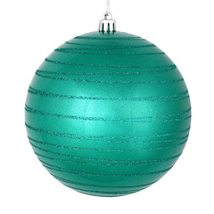 4.75" Teal Candy Glitter Ball Ornament (4 pack) 1