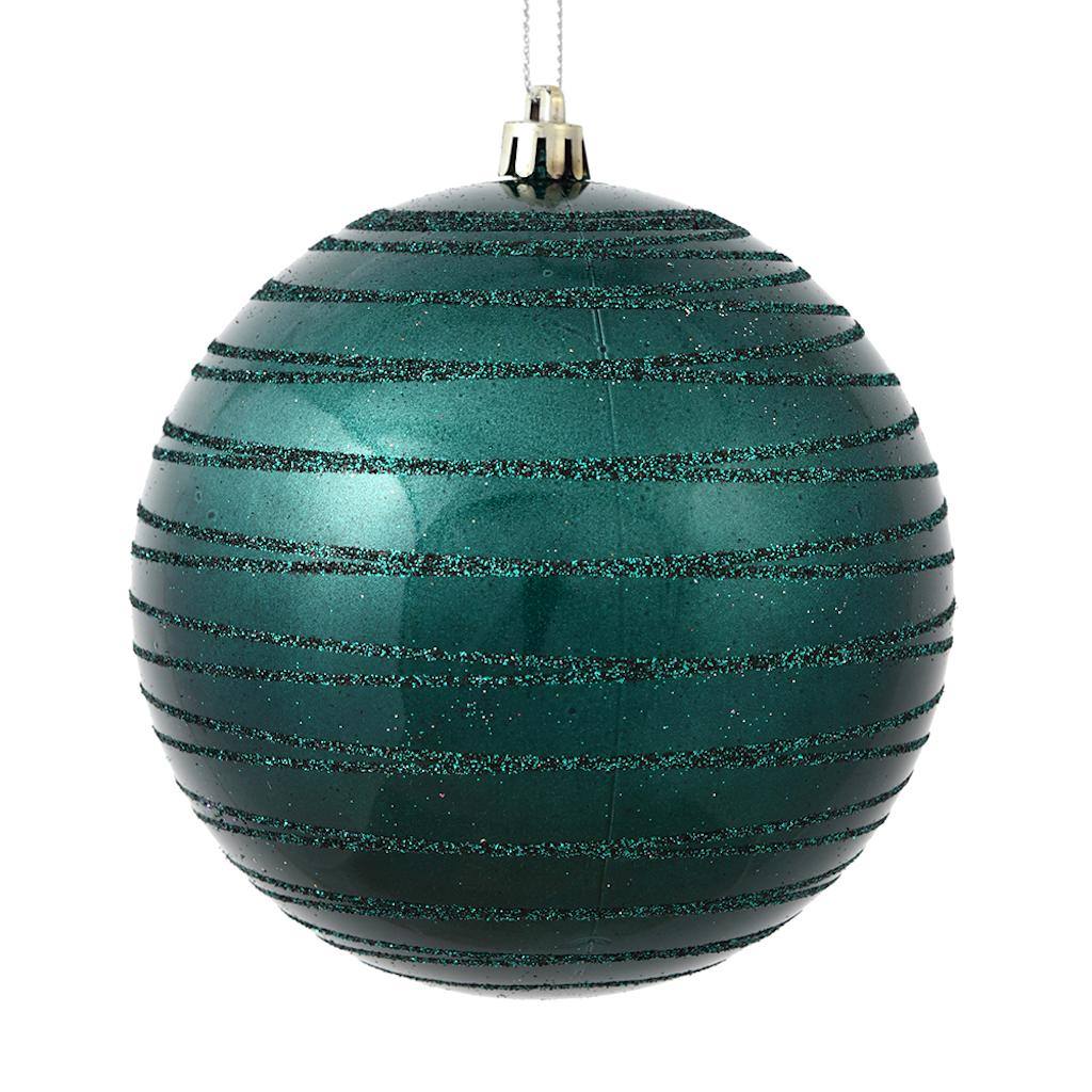 4.75" Sea Blue Candy Glitter Ball Ornament (4 pack) 1