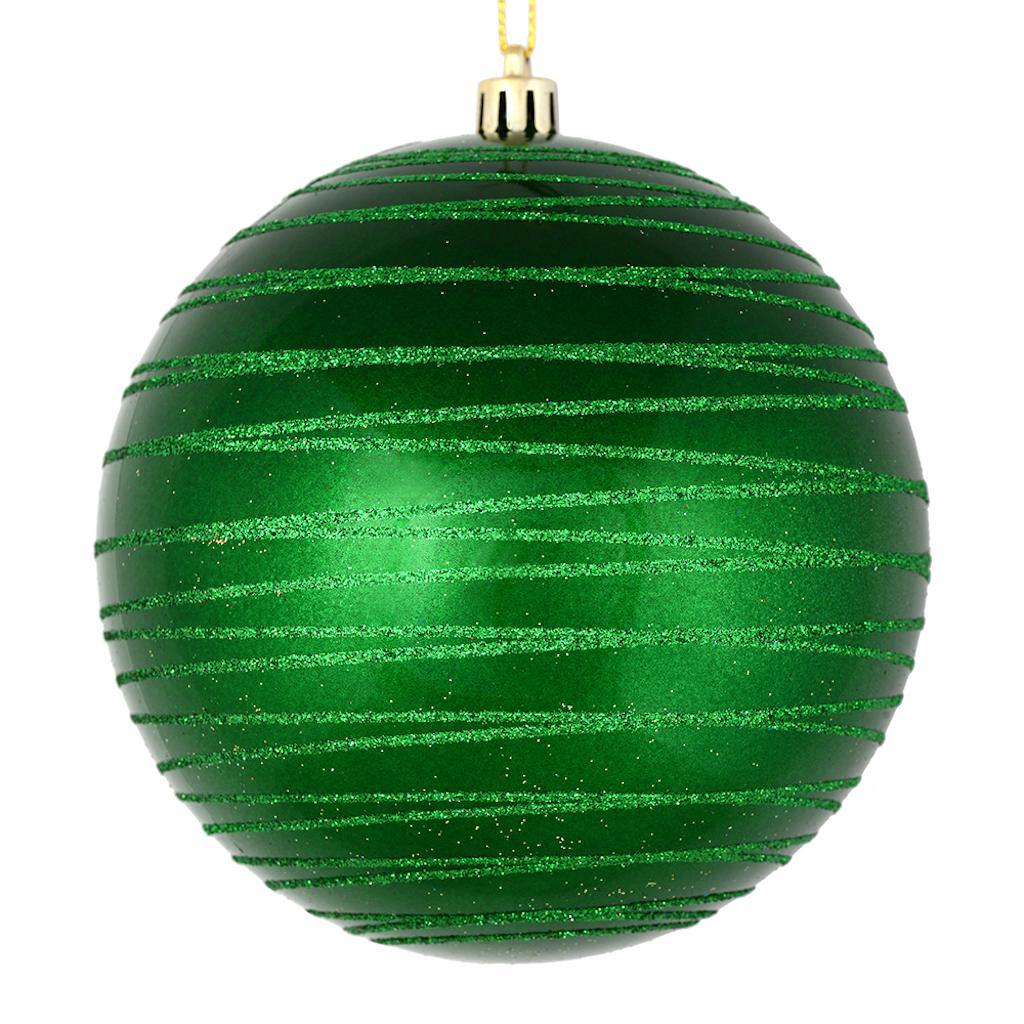 6" Green Candy Glitter Ball Ornament (3 pack) 1