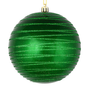 6" Green Candy Glitter Ball Ornament (3 pack) 1