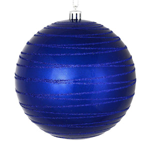 6" Cobalt Blue Candy Glitter Ball Ornament (3 pack) 1
