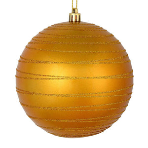 6" Antique Gold Candy Glitter Ball Ornament (3 pack) 1