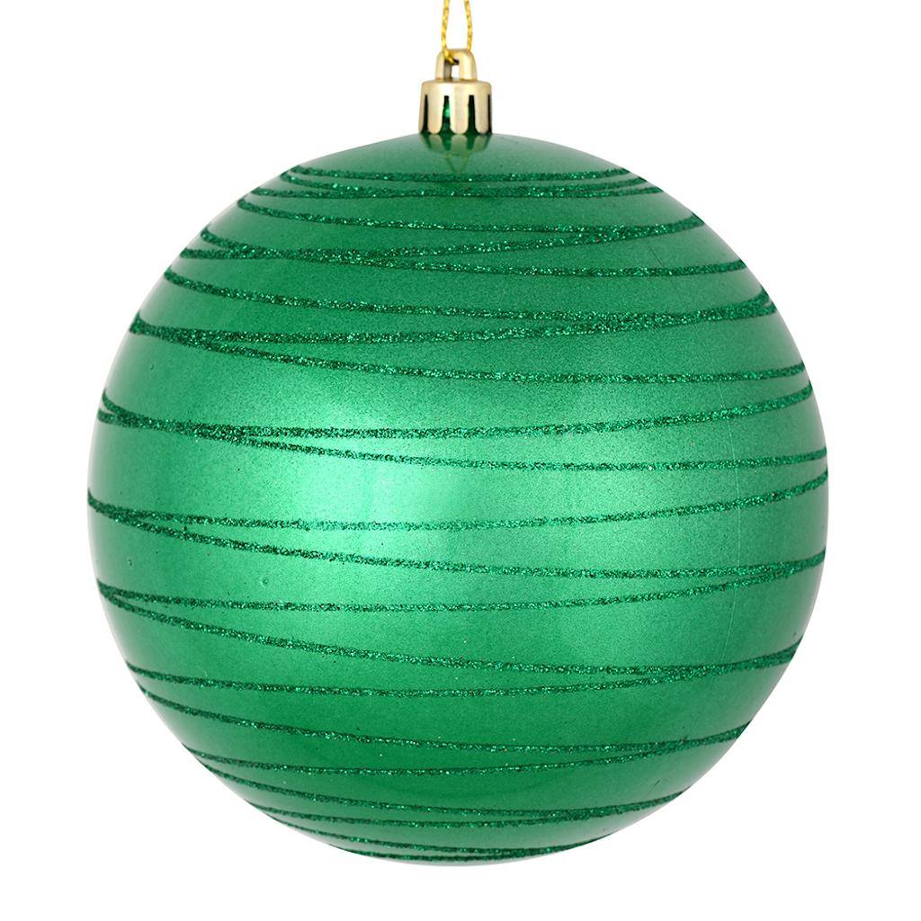 6" Seafoam Green Candy Glitter Ball Ornament (3 pack) 1