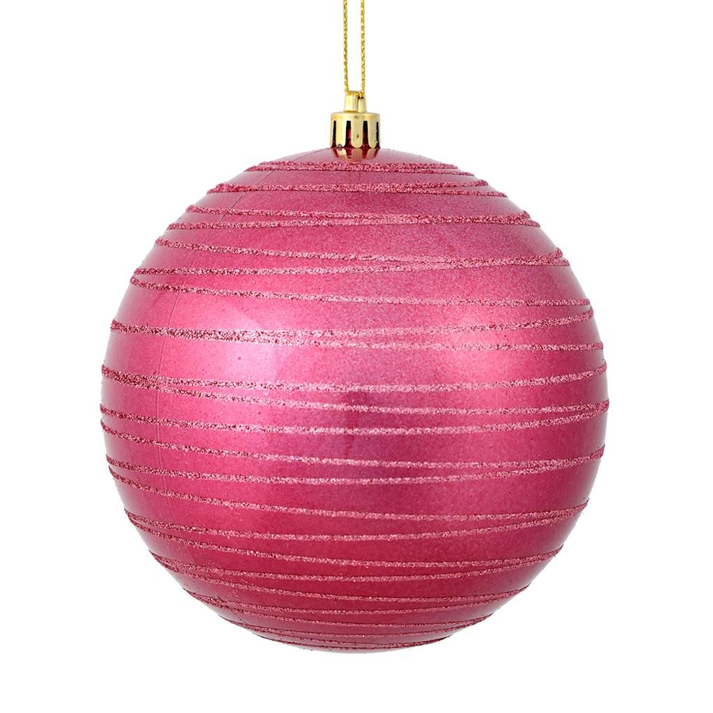 6" Mauve Candy Glitter Ball Ornament (3 pack) 1