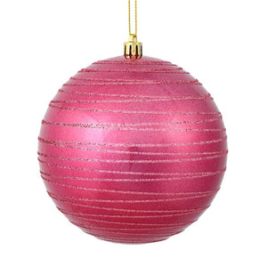 6" Mauve Candy Glitter Ball Ornament (3 pack) 1