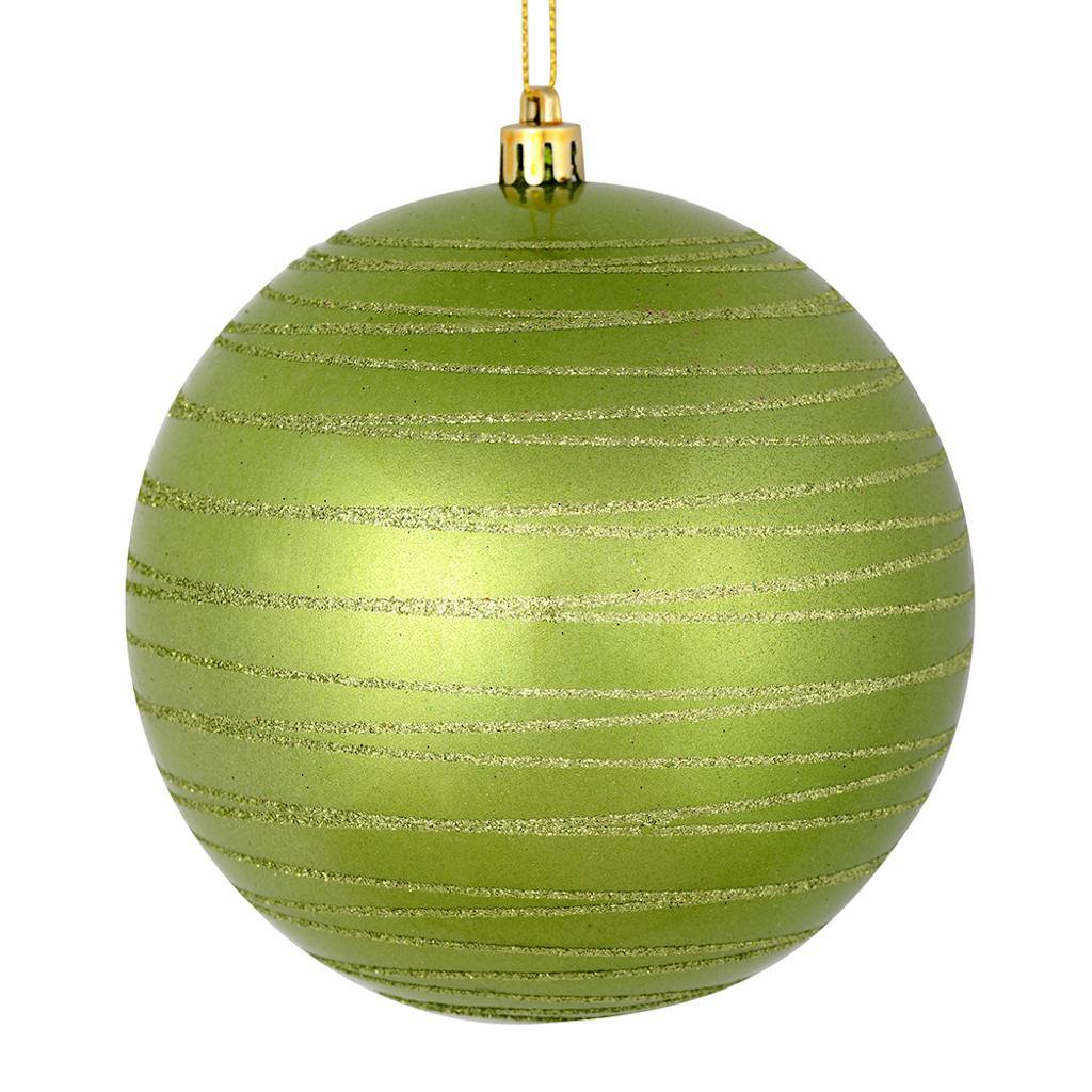 6" Celadon Candy Glitter Ball Ornament (3 pack) 1