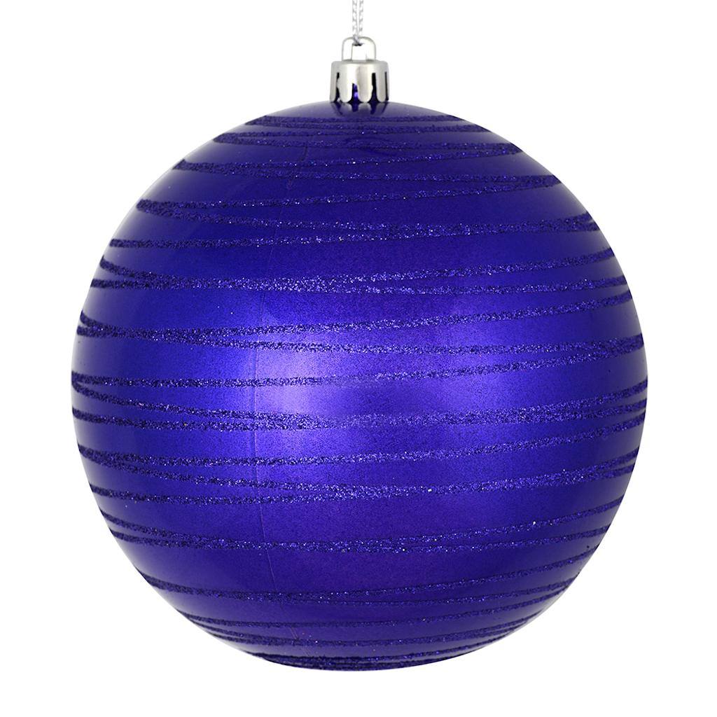 6" Purple Candy Glitter Ball Ornament (3 pack) 1