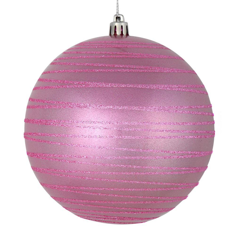 6" Pink Candy Glitter Ball Ornament (3 pack) 1