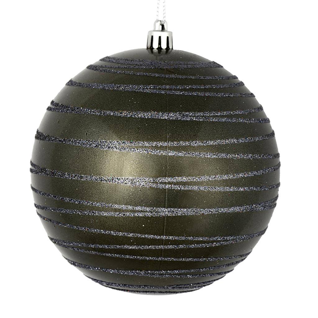 6" Pewter Candy Glitter Ball Ornament (3 pack) 1