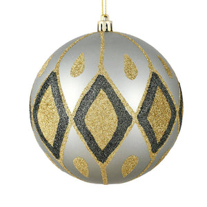 4" Limestone Matte Glitter Diamond Ball Ornament (4 pack) 1