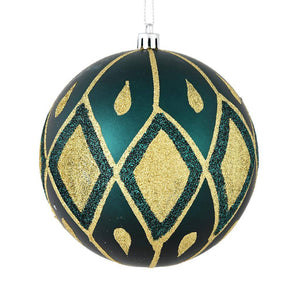 4" Sea Blue Matte Glitter Diamond Ball Ornament (4 pack) 1